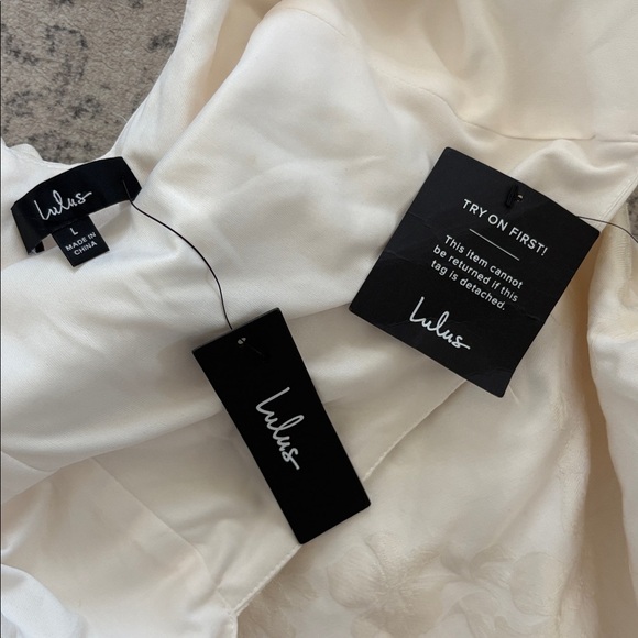 Lulus Flirtatious Poise Ivory Jacquard Bow Back Mini Dress Size Large NWT Bridal - Picture 3 of 11
